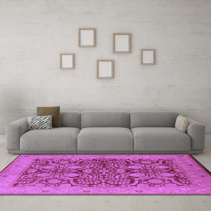 Machine Washable Oriental Purple Industrial Area Rugs in a Living Room, wshurb3064pur