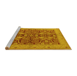 Sideview of Machine Washable Oriental Yellow Industrial Rug, wshurb3064yw