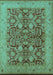 Machine Washable Oriental Turquoise Industrial Area Rugs, wshurb3064turq