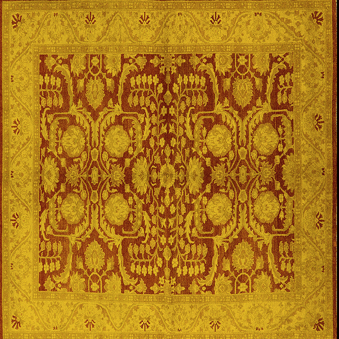 Square Machine Washable Oriental Yellow Industrial Rug, wshurb3064yw