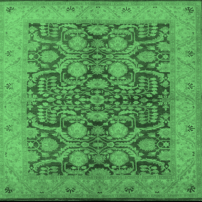Square Machine Washable Oriental Emerald Green Industrial Area Rugs, wshurb3064emgrn