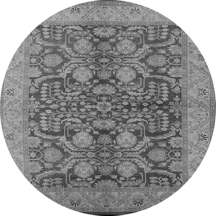 Round Machine Washable Oriental Gray Industrial Rug, wshurb3064gry
