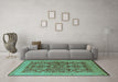 Machine Washable Oriental Turquoise Industrial Area Rugs in a Living Room,, wshurb3064turq