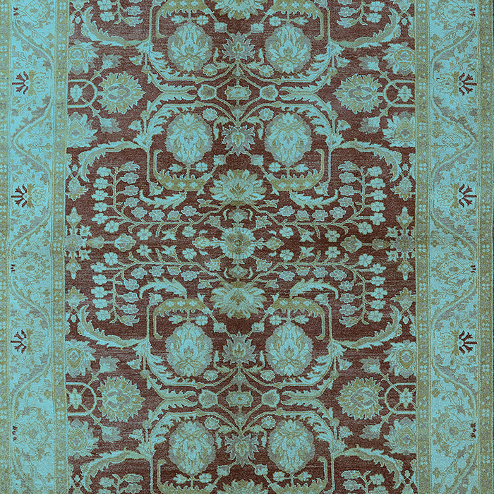 Machine Washable Oriental Light Blue Industrial Rug, wshurb3064lblu