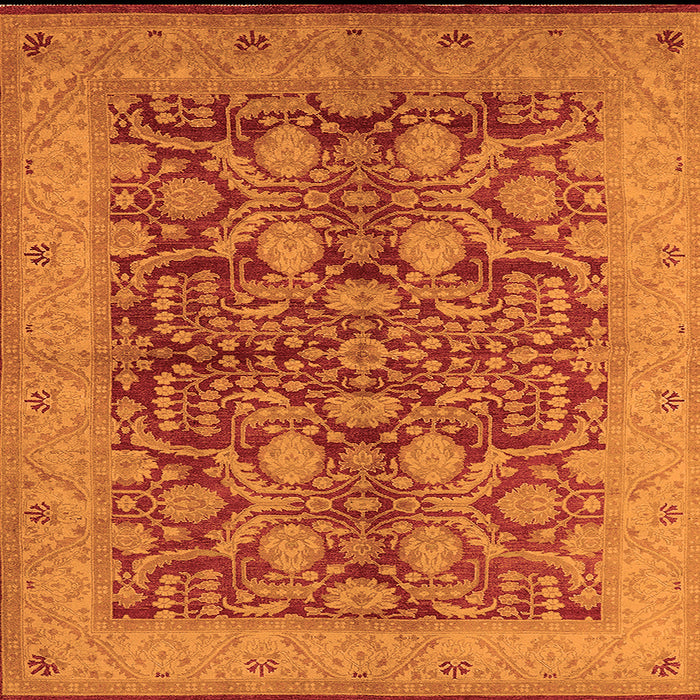Square Machine Washable Oriental Orange Industrial Area Rugs, wshurb3064org