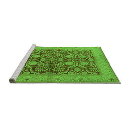 Sideview of Machine Washable Oriental Green Industrial Area Rugs, wshurb3064grn