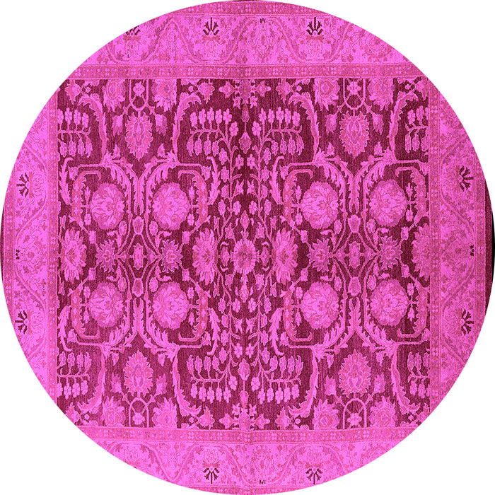 Round Machine Washable Oriental Pink Industrial Rug, wshurb3064pnk