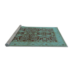 Sideview of Machine Washable Oriental Light Blue Industrial Rug, wshurb3064lblu
