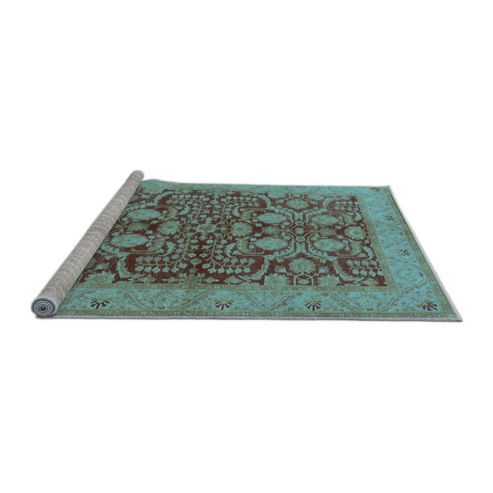 Sideview of Machine Washable Oriental Light Blue Industrial Rug, wshurb3064lblu