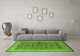 Machine Washable Oriental Green Industrial Area Rugs in a Living Room,, wshurb3064grn