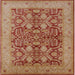 Square Mid-Century Modern Brown Sand Brown Oriental Rug, urb3064