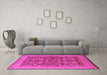 Machine Washable Oriental Pink Industrial Rug in a Living Room, wshurb3064pnk