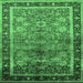 Square Oriental Emerald Green Industrial Rug, urb3065emgrn