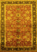 Machine Washable Oriental Yellow Industrial Rug, wshurb3065yw