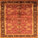 Square Machine Washable Oriental Orange Industrial Area Rugs, wshurb3065org