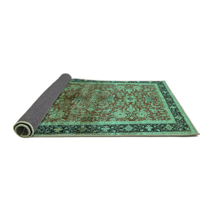 Sideview of Oriental Turquoise Industrial Rug, urb3065turq