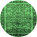 Round Oriental Emerald Green Industrial Rug, urb3065emgrn