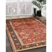 Mid-Century Modern Brown Sand Brown Oriental Rug, urb3065