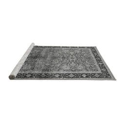 Sideview of Machine Washable Oriental Gray Industrial Rug, wshurb3065gry