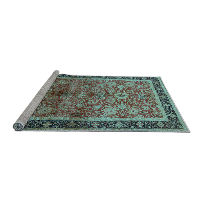 Sideview of Machine Washable Oriental Light Blue Industrial Rug, wshurb3065lblu