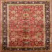 Square Mid-Century Modern Brown Sand Brown Oriental Rug, urb3065