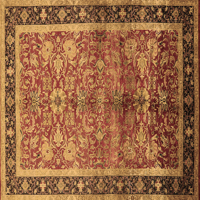 Square Machine Washable Oriental Brown Industrial Rug, wshurb3065brn