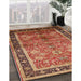 Mid-Century Modern Brown Sand Brown Oriental Rug in Family Room, urb3065