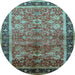 Round Oriental Light Blue Industrial Rug, urb3065lblu