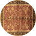 Round Oriental Brown Industrial Rug, urb3065brn