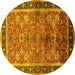 Round Oriental Yellow Industrial Rug, urb3065yw