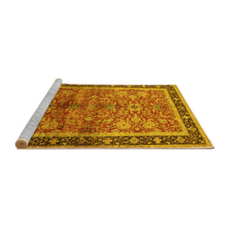 Sideview of Machine Washable Oriental Yellow Industrial Rug, wshurb3065yw
