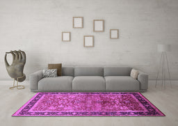 Machine Washable Oriental Purple Industrial Area Rugs in a Living Room, wshurb3065pur