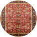 Round Mid-Century Modern Brown Sand Brown Oriental Rug, urb3065