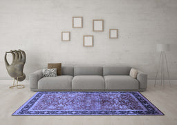 Machine Washable Oriental Blue Industrial Rug in a Living Room, wshurb3065blu