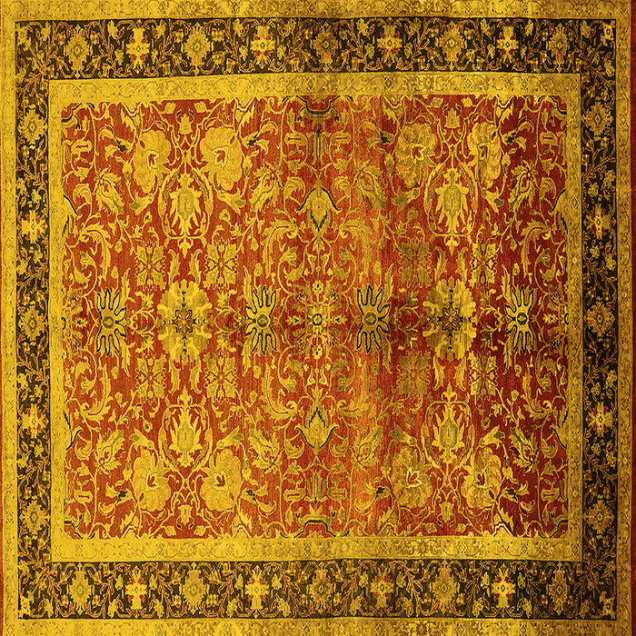 Square Machine Washable Oriental Yellow Industrial Rug, wshurb3065yw