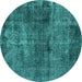 Round Oriental Turquoise Industrial Rug, urb3066turq