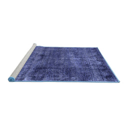 Sideview of Machine Washable Oriental Blue Industrial Rug, wshurb3066blu