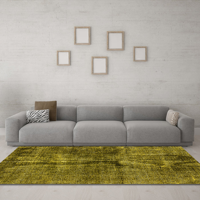 Machine Washable Oriental Yellow Industrial Rug in a Living Room, wshurb3066yw