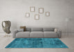 Machine Washable Oriental Light Blue Industrial Rug in a Living Room, wshurb3066lblu