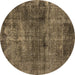 Round Oriental Brown Industrial Rug, urb3066brn