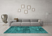 Machine Washable Oriental Turquoise Industrial Area Rugs in a Living Room,, wshurb3066turq