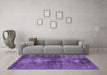 Machine Washable Oriental Purple Industrial Area Rugs in a Living Room, wshurb3066pur