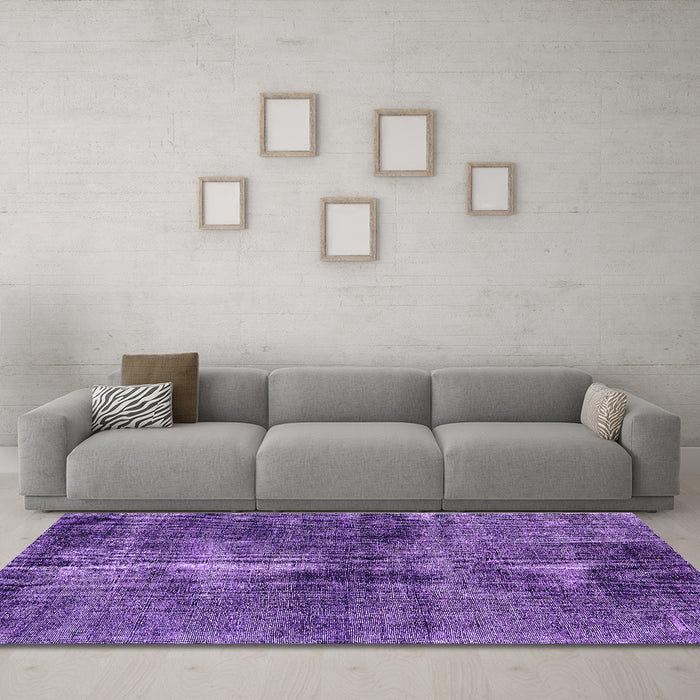 Machine Washable Oriental Purple Industrial Area Rugs in a Living Room, wshurb3066pur