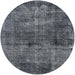 Round Machine Washable Industrial Modern Light Slate Gray Rug, wshurb3066