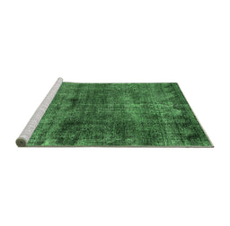 Sideview of Machine Washable Oriental Emerald Green Industrial Area Rugs, wshurb3066emgrn