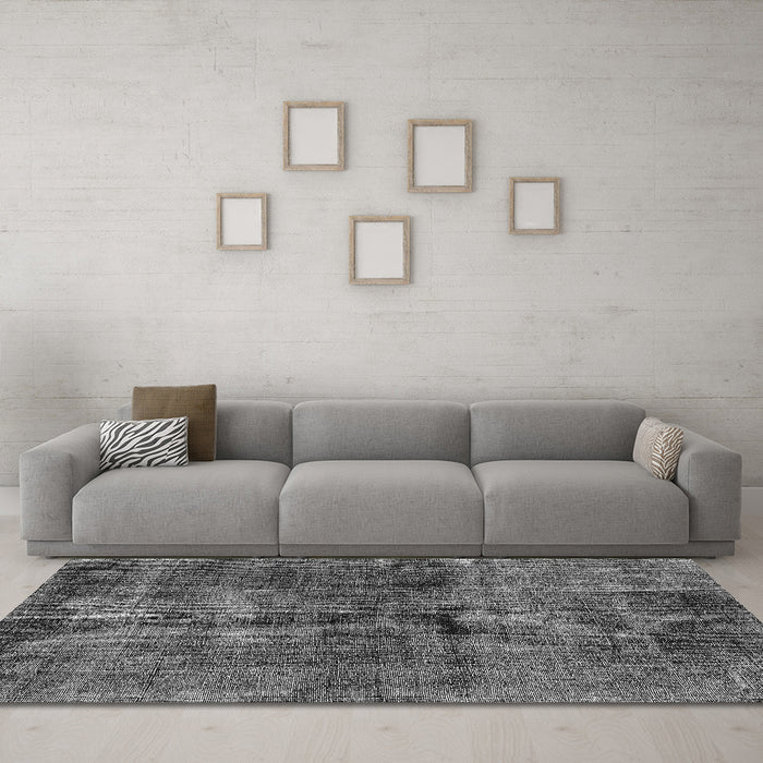 Machine Washable Oriental Gray Industrial Rug in a Living Room,, wshurb3066gry