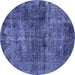 Round Machine Washable Oriental Blue Industrial Rug, wshurb3066blu