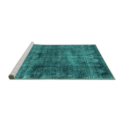 Sideview of Machine Washable Oriental Turquoise Industrial Area Rugs, wshurb3066turq
