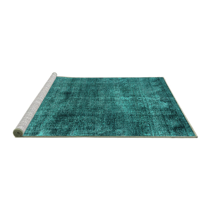 Sideview of Machine Washable Oriental Turquoise Industrial Area Rugs, wshurb3066turq