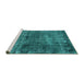 Sideview of Machine Washable Oriental Turquoise Industrial Area Rugs, wshurb3066turq